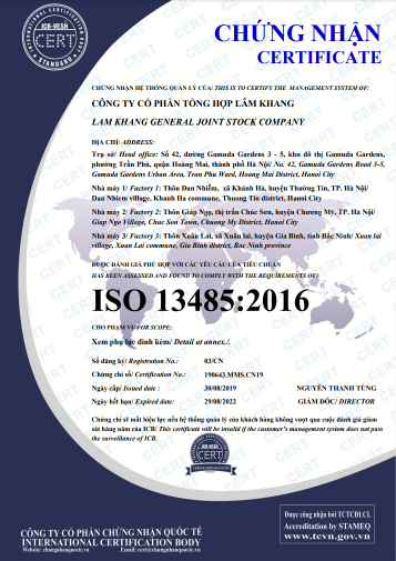 Archived ISO 13485:2016 certificate